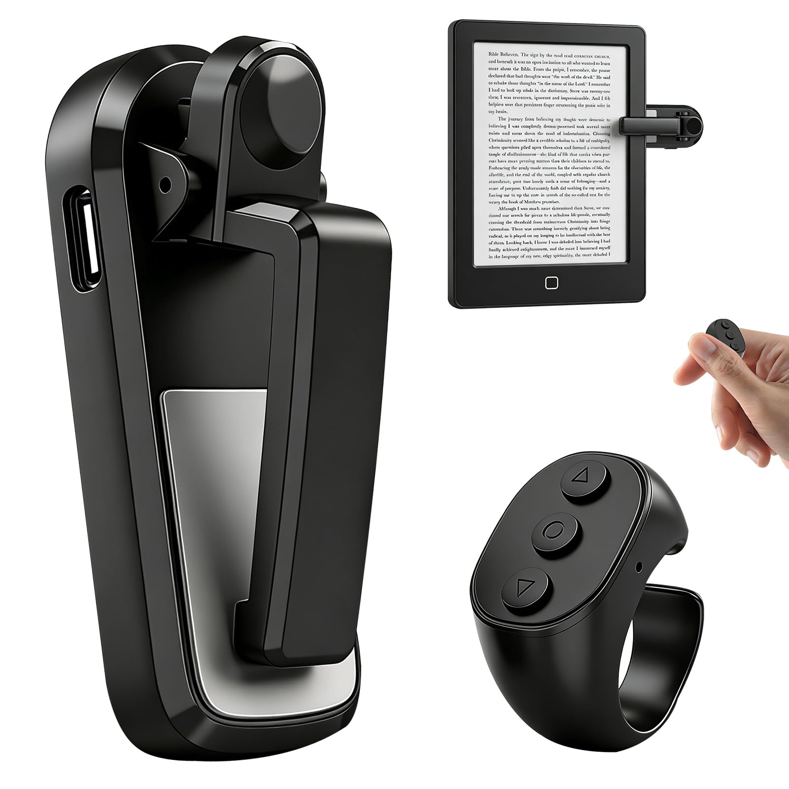 Mando a Distancia para Pasar Páginas y Disparar la Cámara de Forma Remota,Anillo de Desplazamiento para Pasar Páginas, Compatible con Kindle, Tolino, iPhone,Teléfonos Android y Tabletas