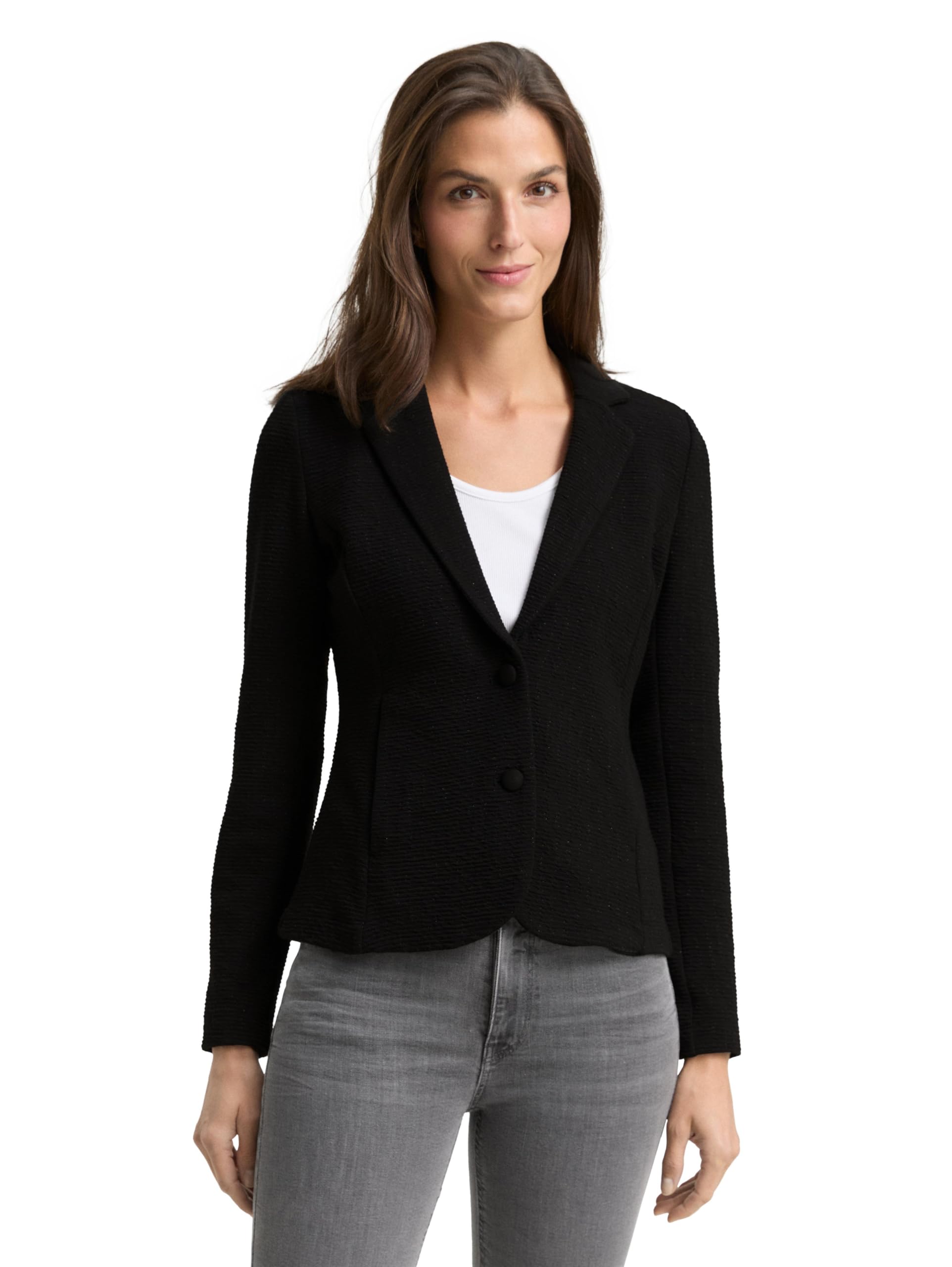 TOM TAILOR Damen Slim Fit Blazer mit Glitzer-Effekt