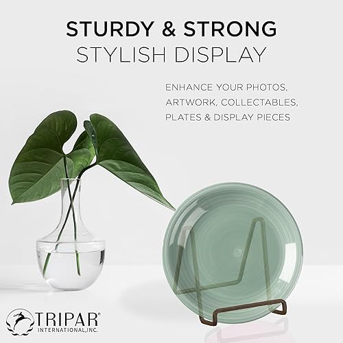 Miniatura 5 de TRIPAR Paquete de 2 soportes cuadrados de metal de caoba pintado de 4 pulgadas, mini caballete de alambre, pequeños soportes de fotos para mesa,