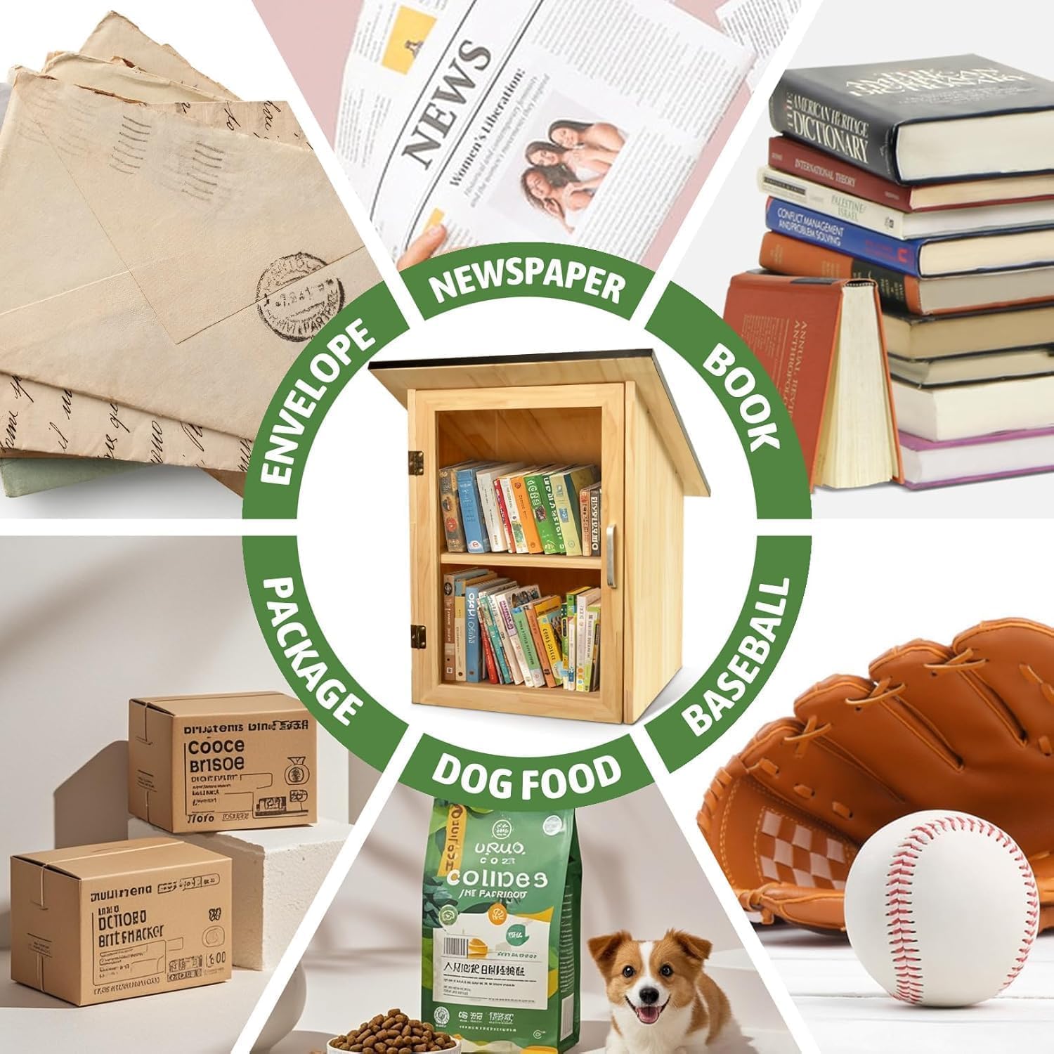 Outdoor Library Book Box, Double Little Library for Sharing Books, DIY Storage Wooden Cabinet Easy Mount for Neighborhoods Community and Schools