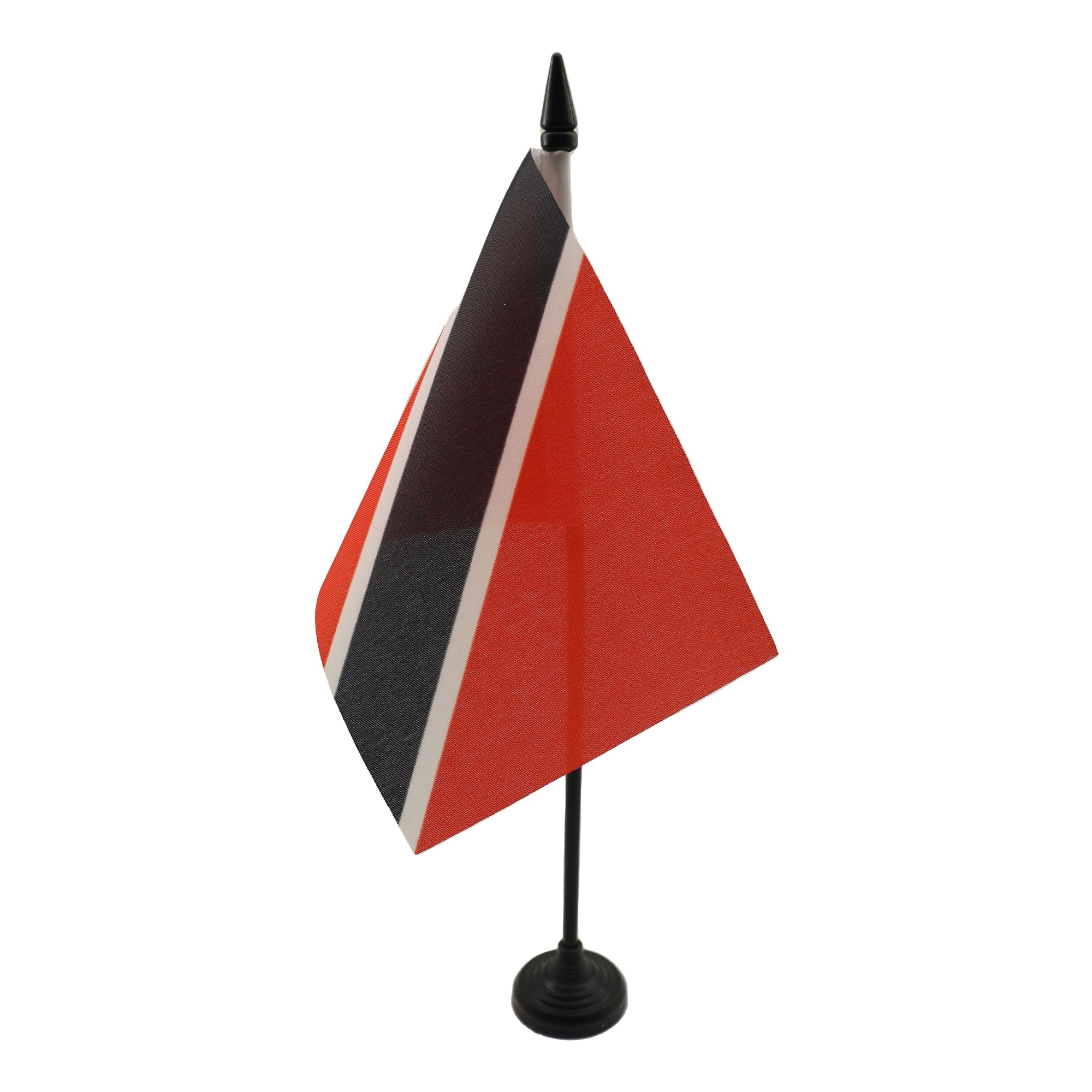 AZ FLAG - Trinidad and Tobago Table Flag 4'' x 6'' - Trinidadian Office Mini Banner 100% Polyester 15 x 10 cm - Mini Desk Flag with 10'' Pole and Black Plastic Base