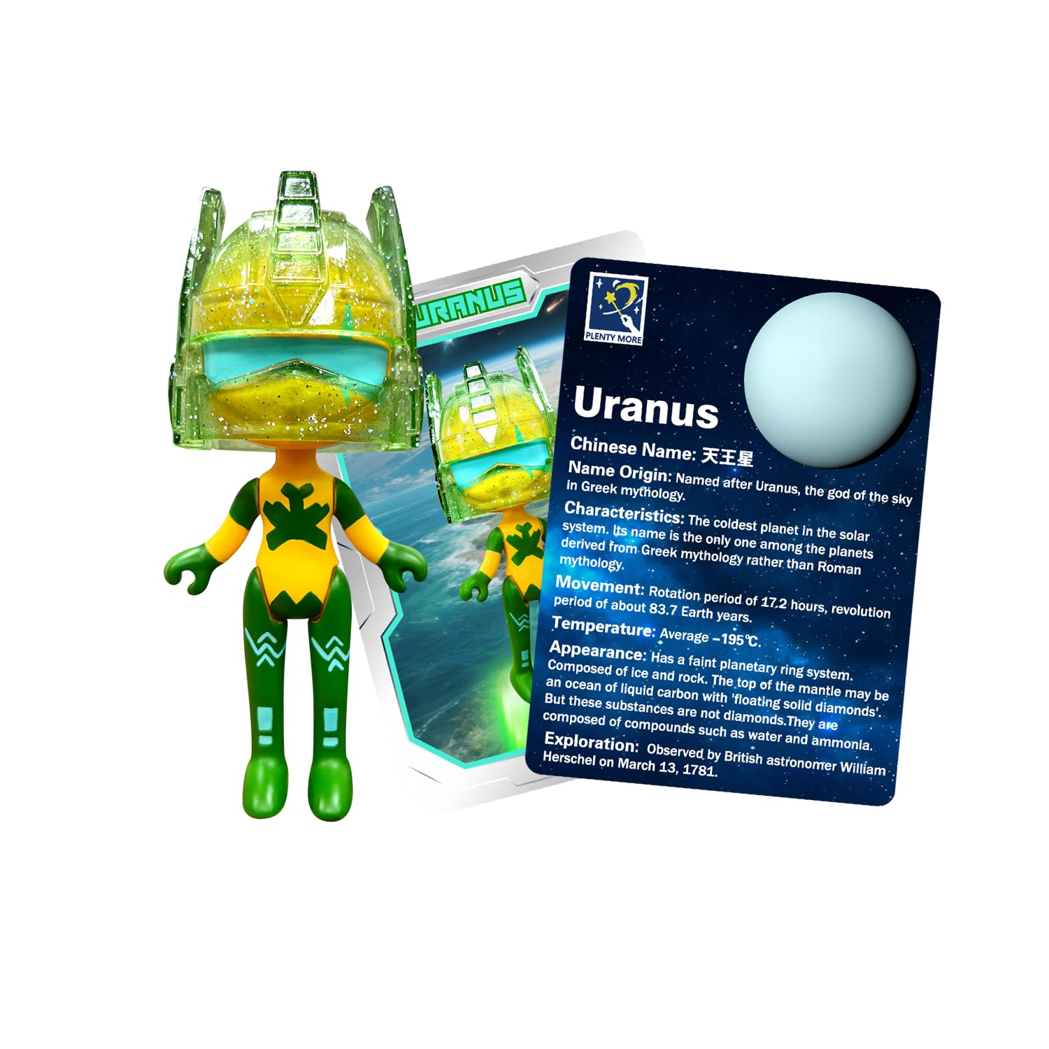 PLENTY MORE HelmeTeam Jupiter Action Figure, Glitter Helmet with Collectible Card, STEM Toy