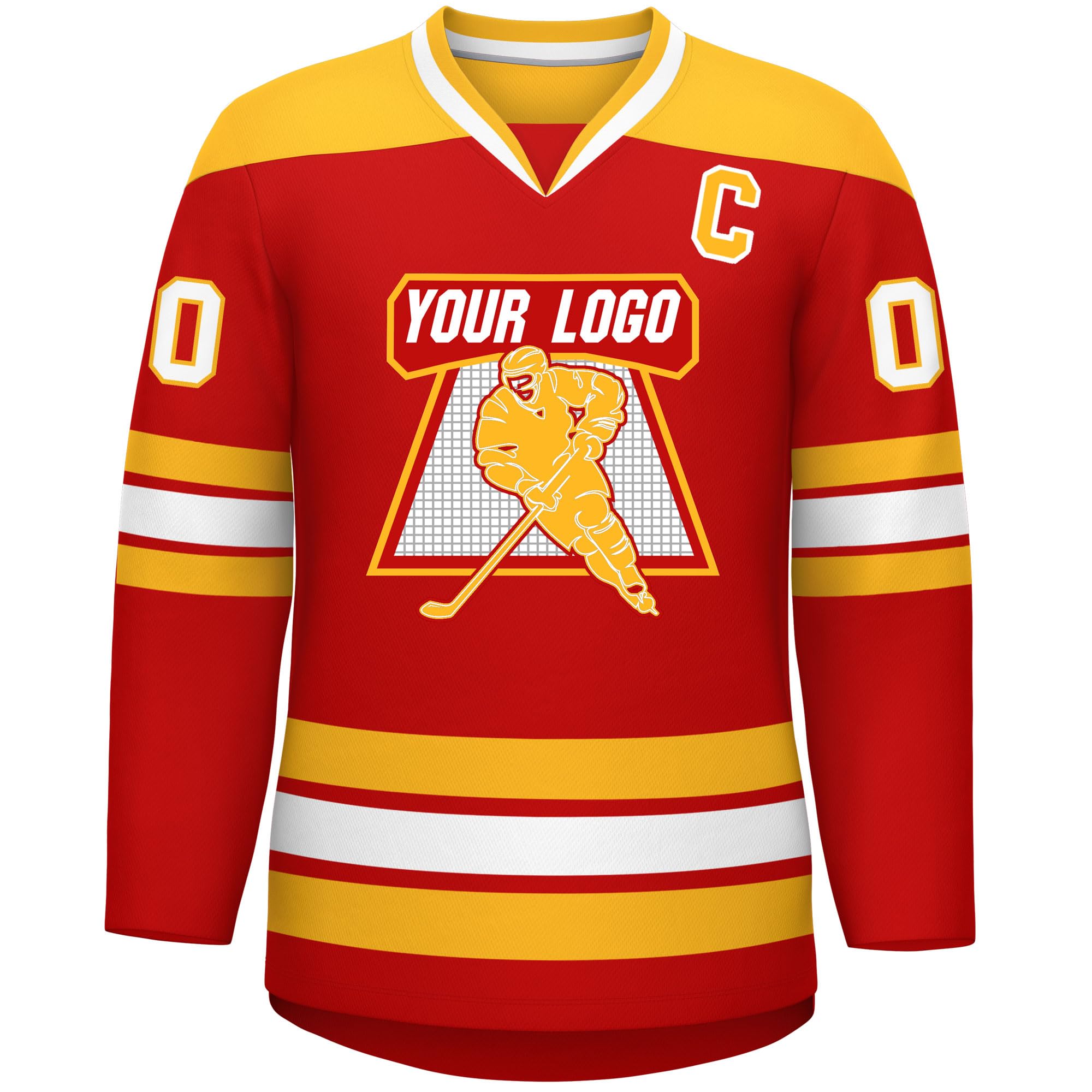 Custom Hockey Jersey Stitched or Printed Name Number V-Neck Athletic Jersey