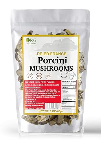 Orgnisulmte Hongos Porcini secos Nueva Temporada Francés Salvaje Porcini Seta Premium Paquete al Vacío 3Oz (3.00 oz)