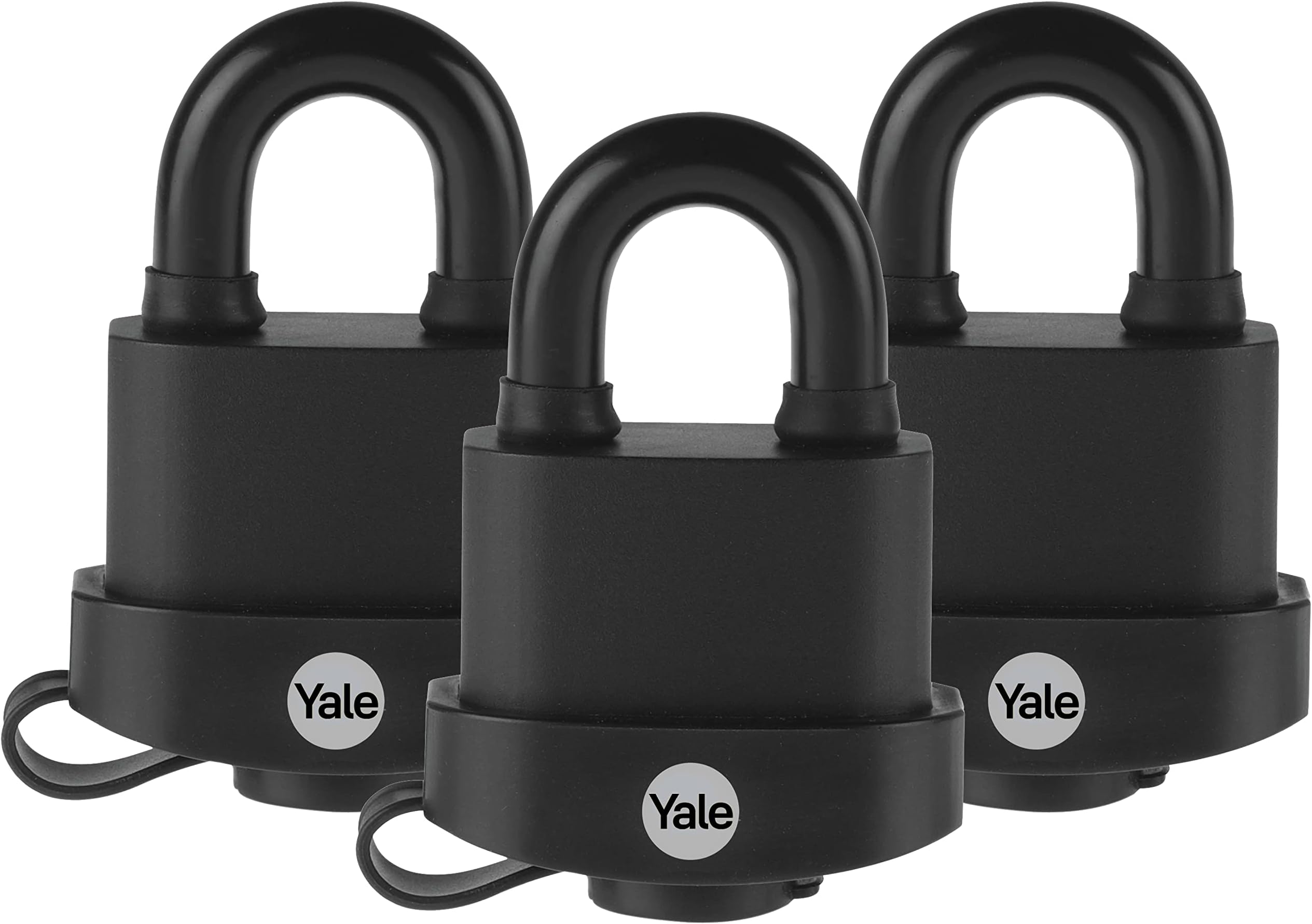 2-1/16" Wide high Security Weatherproof Laminated Padlock with 5/16" Shackle and 3 keyed Alike Keys for Outdoor gate, Fence, and Storage (3 Pack)