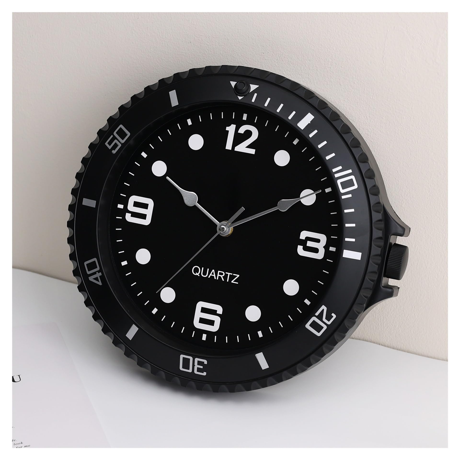 LUYSGBXR Wall Clock Wall Clock Silent Quartz Needle Luxury Sweep Second Home Creative Water Ghost(Black-30cm)
