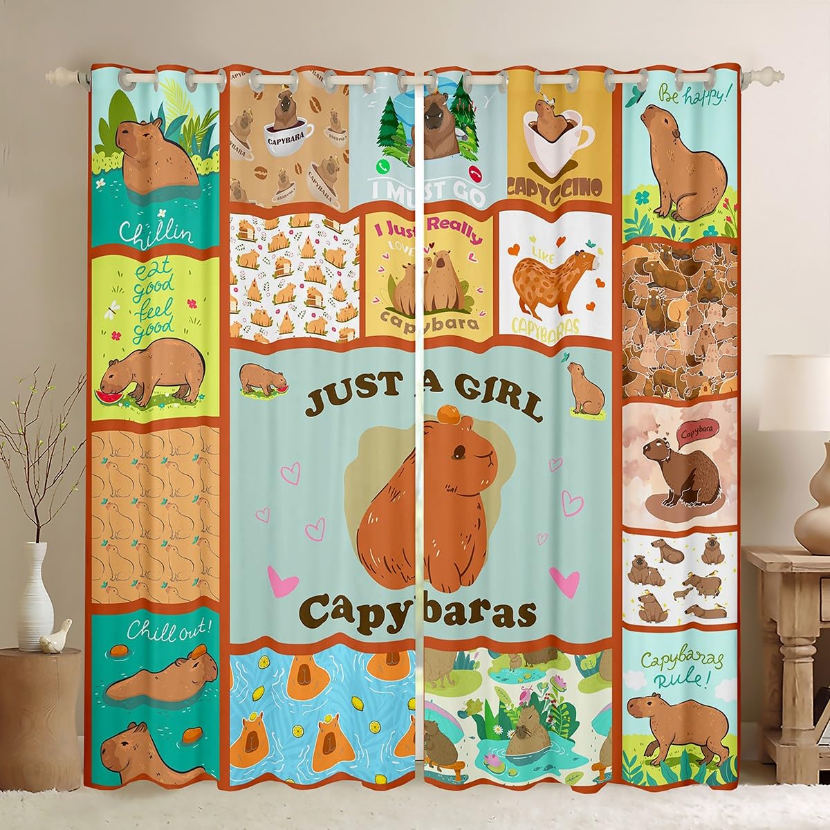 Rideaux Capybara occultants partiels pour fenêtre de chambre