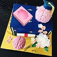 Vista 5 de Moldes de silicona para el cerebro, 2 unidades, velas de cerebro de chocolate para decoración de pasteles, dulces, decoración de cupcakes, pop