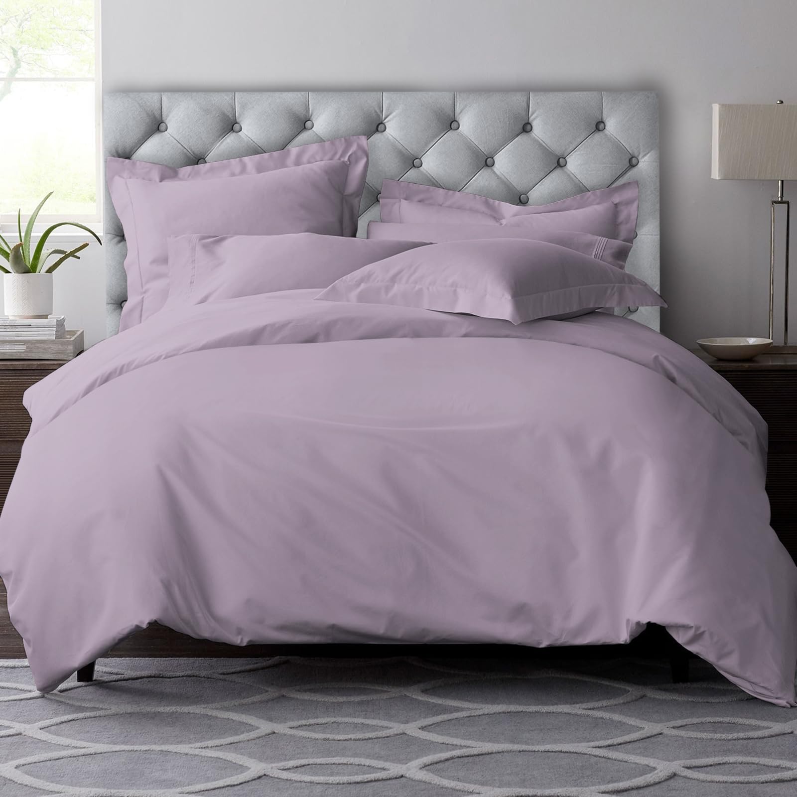 Pizuna Pure Cotton Double Duvet Cover Set Lavender Frost 600 Thread Count — image 1