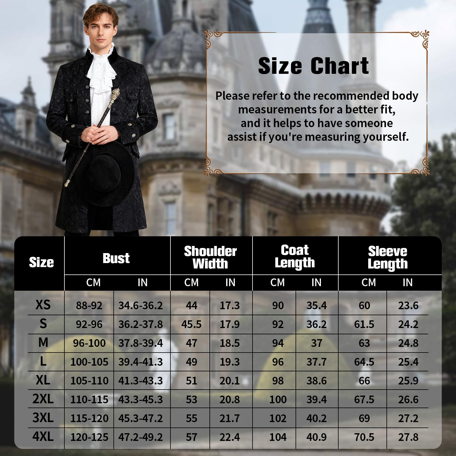 Crubelon Veste longue victorienne gothique steampunk vintage pour homme, costume de cosplay pour Halloween, représentation théâtrale