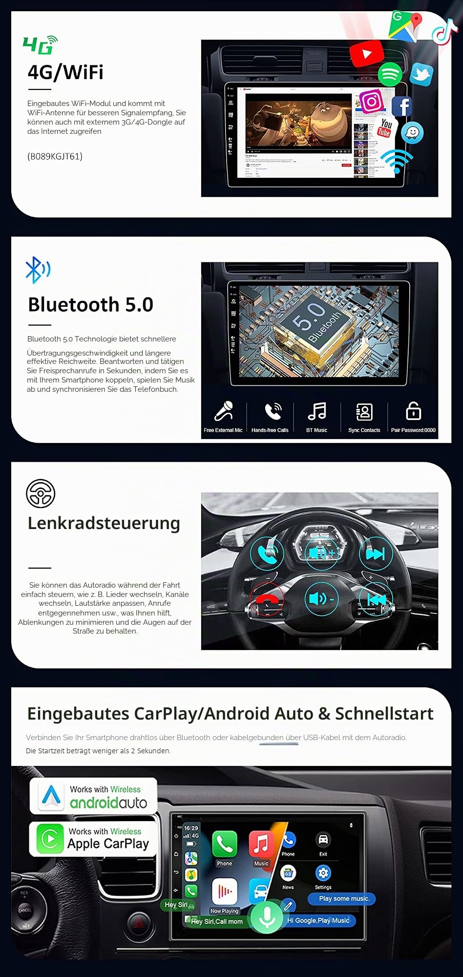 Android 16 [4G+64G] Autoradio Passt für Skoda Octavia (2006-2014) - Eingebautes CarPlay Android Auto - KOSTENLOS Rückfahrkamera - IPS 10.1 Zoll 2 Din - DAB Lenkradsteuerung 4G WiFi Fast-Boot