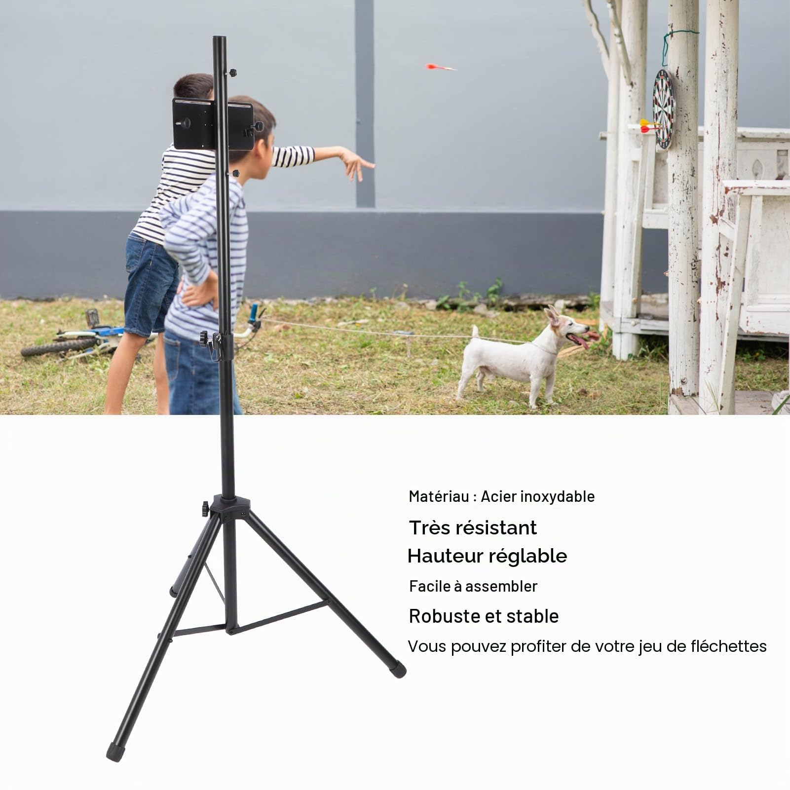 Sxhlseller Support de Fléchettes en Acier Inoxydable, Support Portable à Hauteur Réglable, Conception Stable et Robuste, Poids 4400g