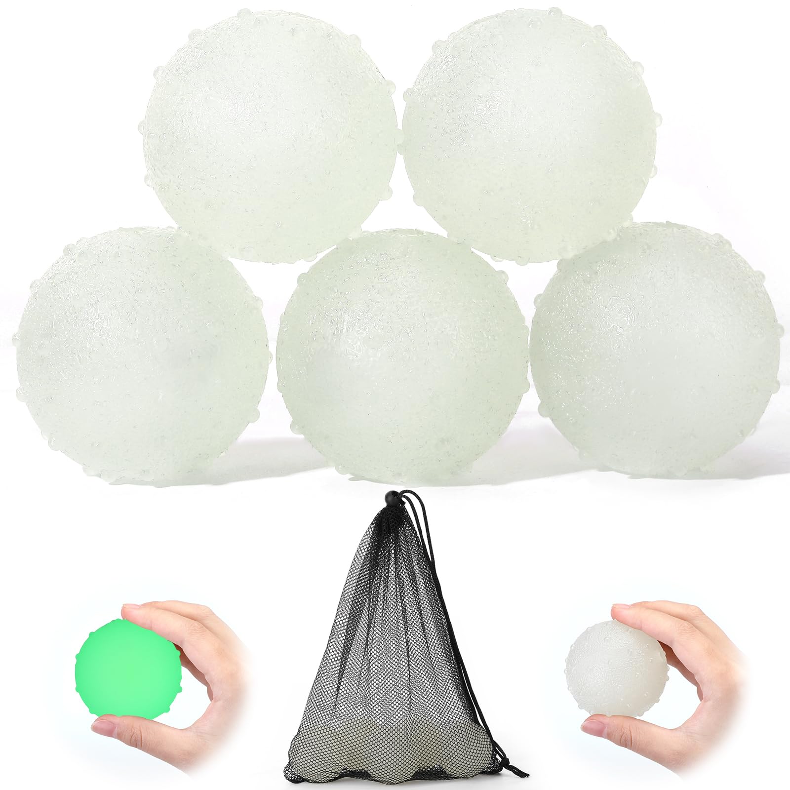 Liliful 5 Pcs Glow in The Dark Ball Dog Toy 2 5 Inch Glowing Fetch Ball Rubber Bouncy