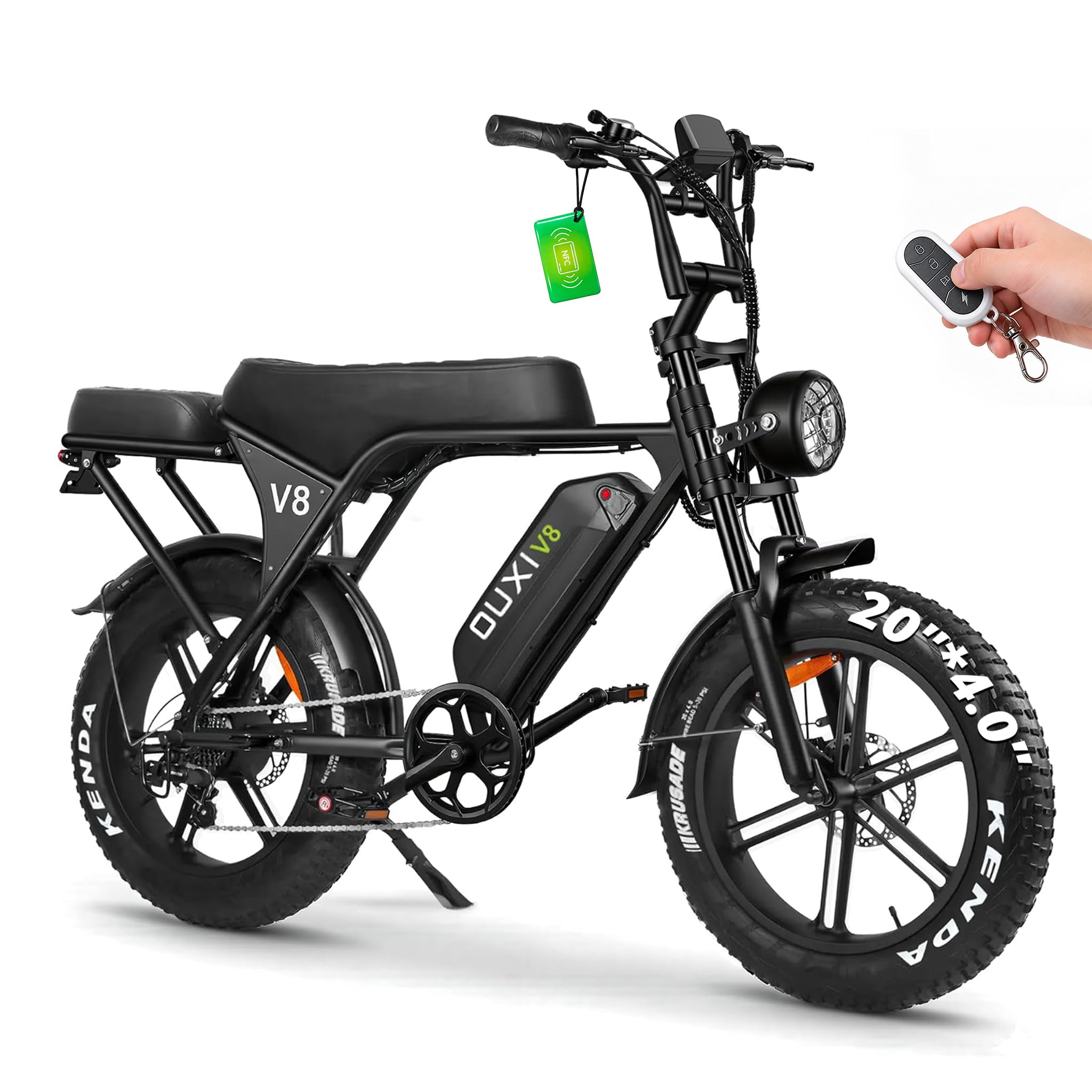 V8 Electric Bike for Adults, 16''/20''Fat Tire E Bike with Long Range
