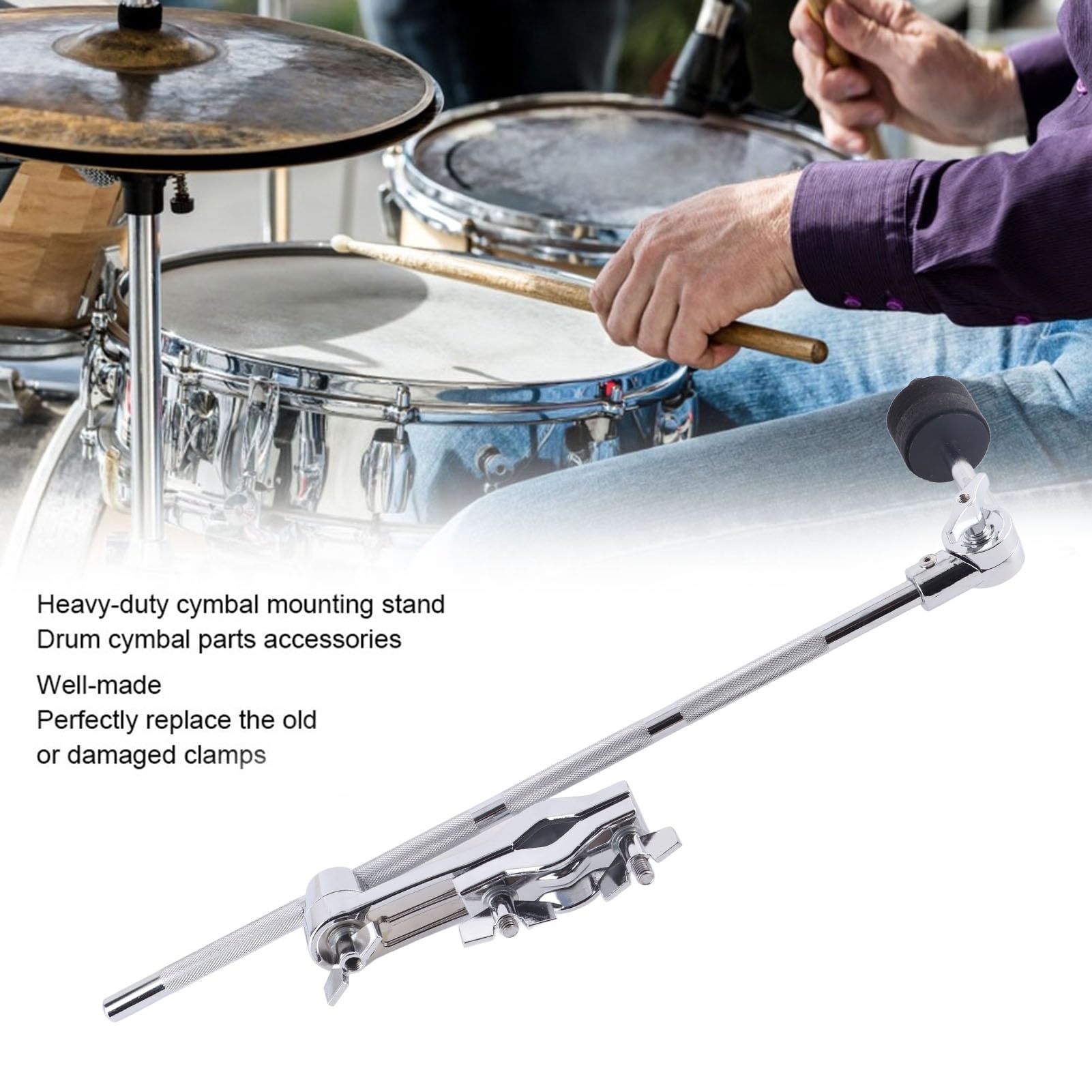 Cymbal Arm Cymbal Boom Holder with Clamp, Drum Extension Clamps Holder Attachment Mounting Stand Extension Folder Drum Percussion Accessories