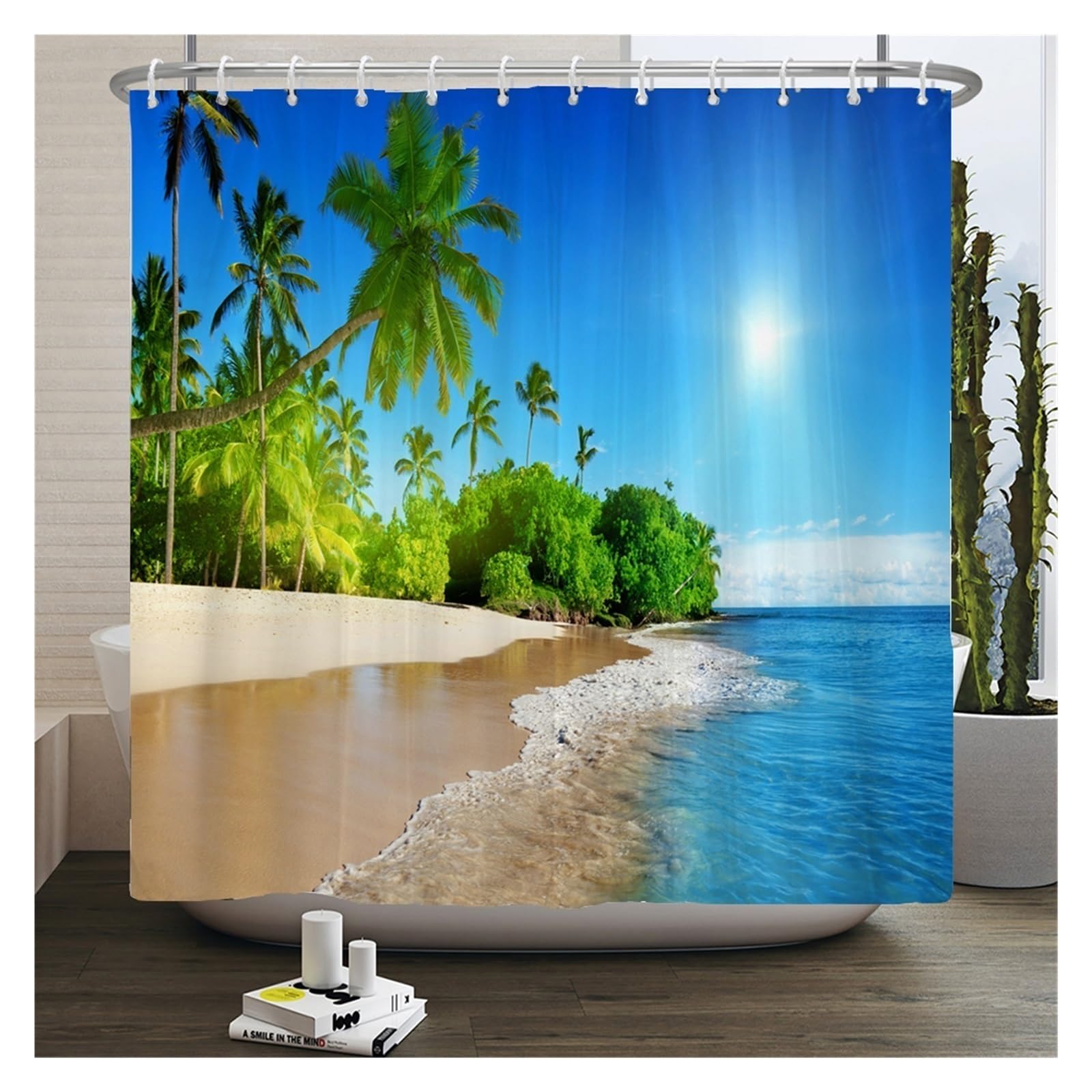 Rideau de douche rideaux de douche de paysage de plage salle de bains tissu imperméable 180x240