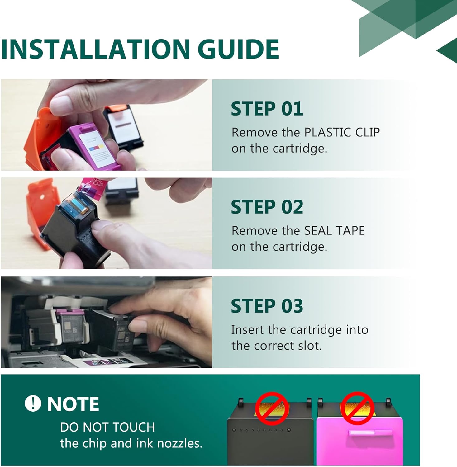 67XL Black and Color Ink Cartridge (2-Pack) | Replacement for HP 67XL Ink Cartridge Black Color Combo Pack Compatible with DeskJet 1255 2722 2724 2725 Plus 4122 Envy 6055 Pro 6455 Series Printer