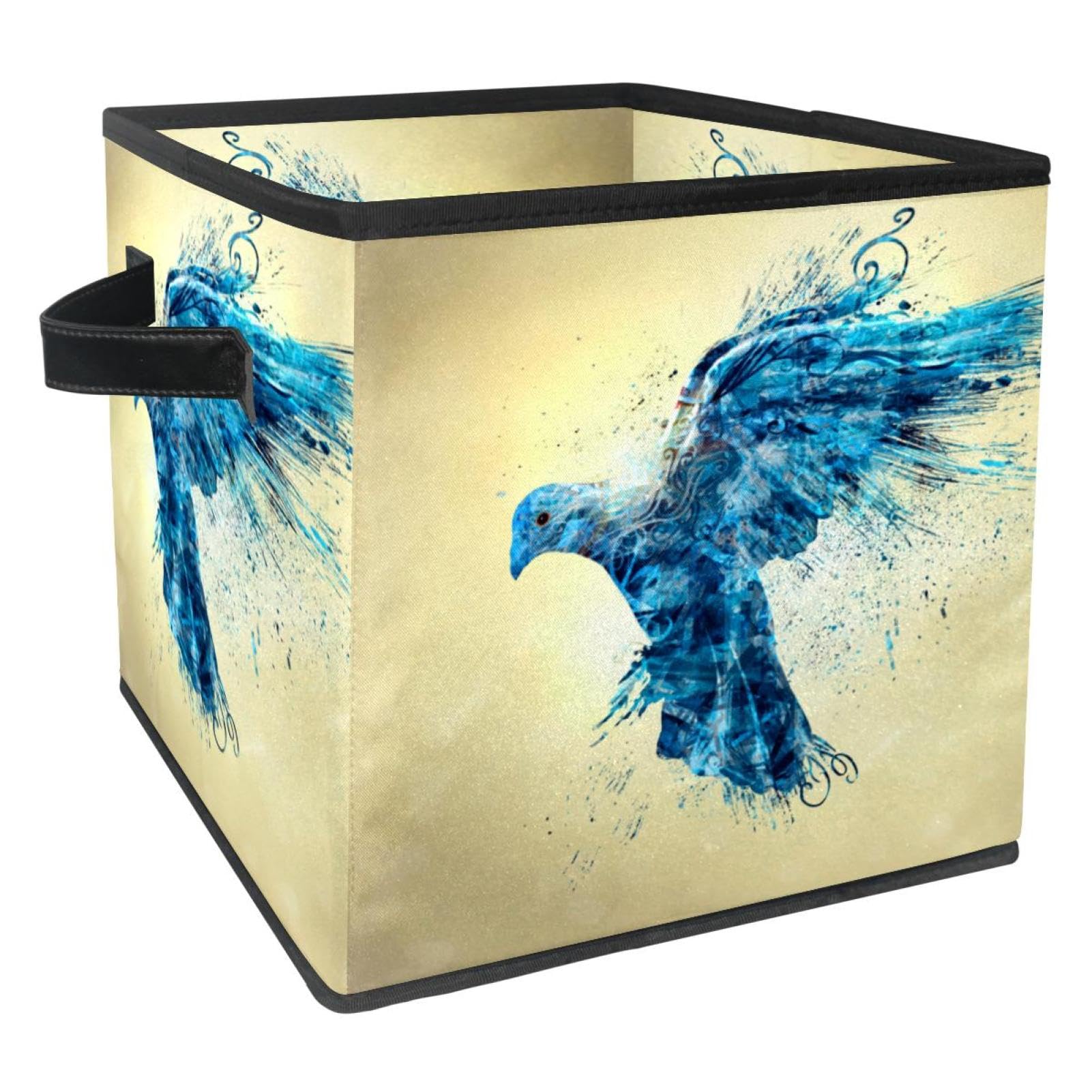 Boîte de rangement pliable motif oiseau bleu pour placard et maison