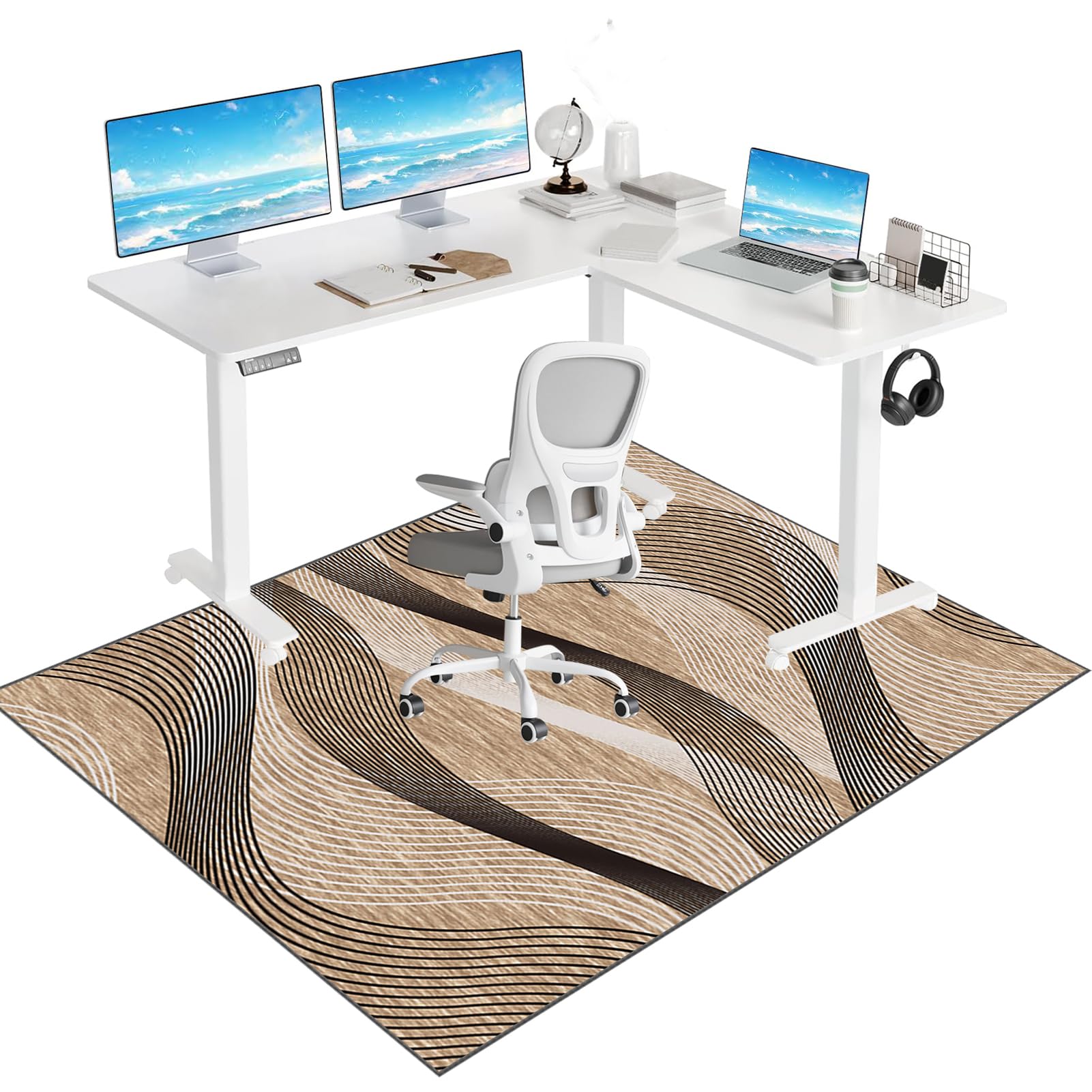 Tkuhknag Office Chair Mat for Carpet Floor, Desk Chair Mat for Carpet, Gaming Chair Mat Floor Protector for Rolling Chair, Low/Medium Pile Carpet Protector Chair Mat for Easy Glide 60 x 70 cm