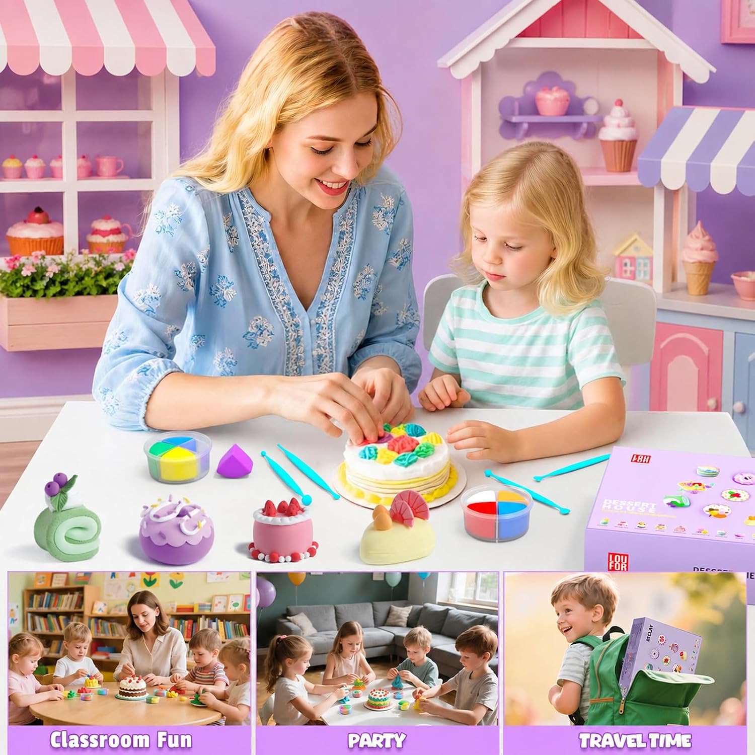Air Dry Clay Kit -12 Desserts Modeling Clay for Kids Arts and Crafts image 2