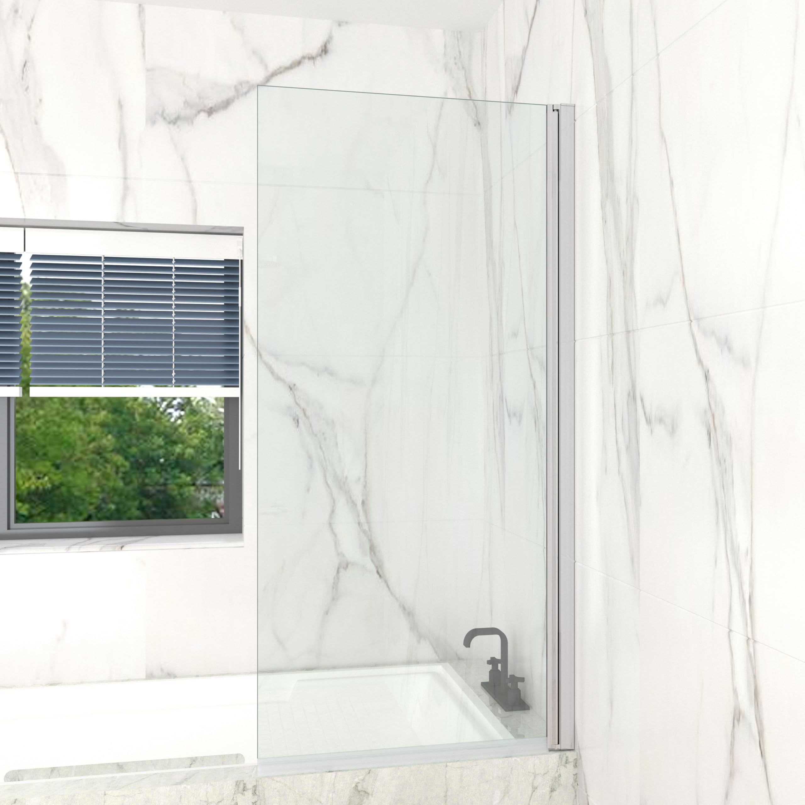 T&K Mampara de ducha para bañera, 70 x 140 cm, cromado, plegable, borde cuadrado de 5 mm, cristal de seguridad templado por ambos lados, fácil de limpiar, accesorio de ducha para bañera