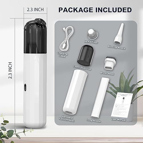 Miniatura 8 de KENNEDICH Aspiradora portátil de mano con 20000 PA de alta potencia, aspiradora compacta 4 en 1 para limpieza de automóvilhogar, mini aspiradora