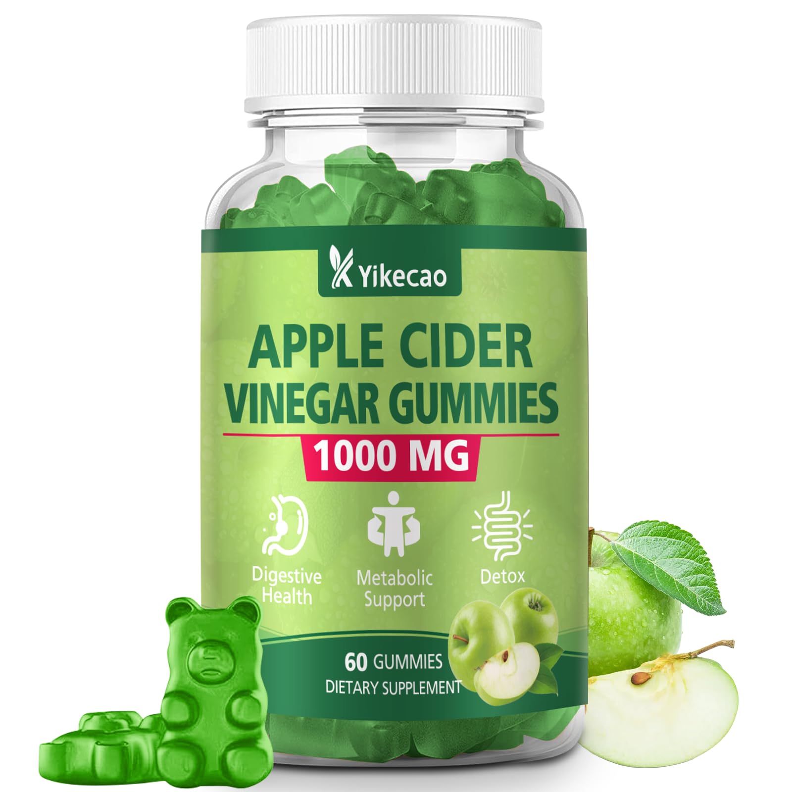 Apple Cider Vinegar Gummies, 1000mg ACV Gummies with The Mother & B12, Apple Cider Vinegar for Digestion, Metabolism & Energy Support, Immune Health, Keto-Friendly, Vegan, 60 Count