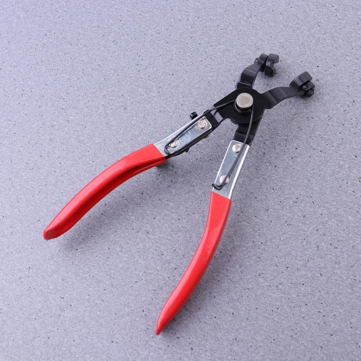 2pcs Auto Repair Hose Clamp Pliers with Straight and Bent Tube Clamps Steel Ratchet Lock Tool for Car Hose Removal Installation in Confined Spaces