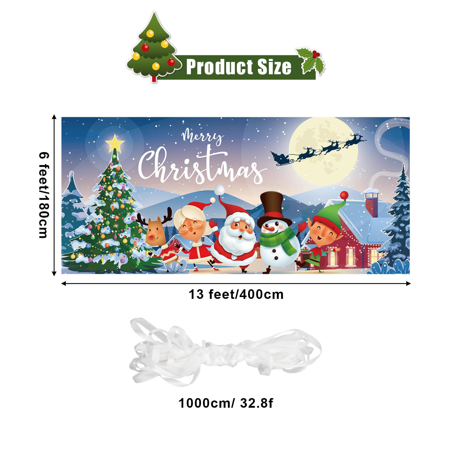 Garage Door Banner, 6x13 Feet, with Copper Grommets and Rope - Image 2