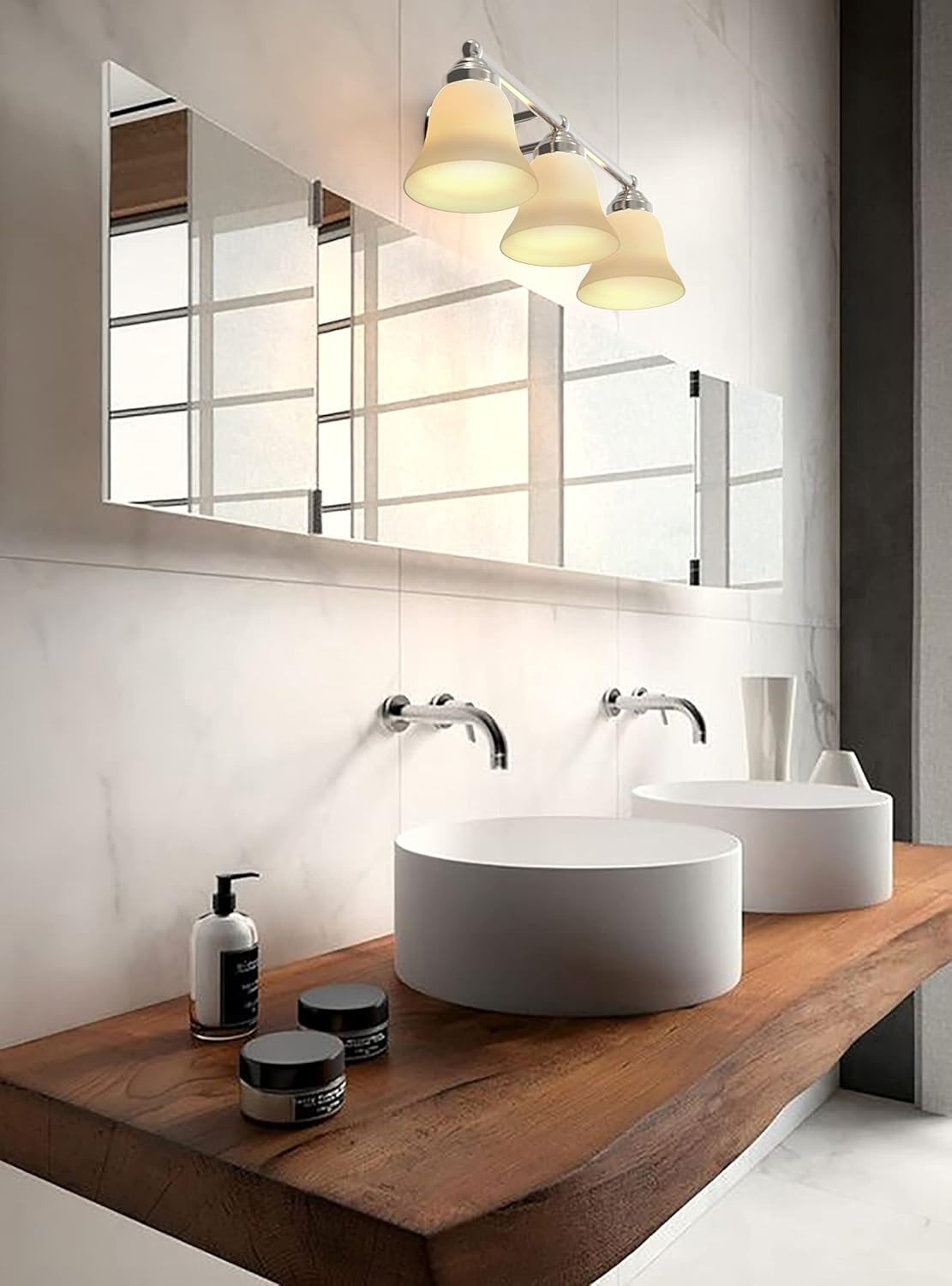 Best Cyber Deals 🔥 7Pandas Bathroom Vanity Light Fixtures, 3-Light Brushed Nickel Wall Sconce Lighting, Modern Wall Lights with Frosted Glass Shade, Porch Wall Lamp for Living Room, Bedroom, Restroom, Hallway Flash Sale Buy 1 get 1 7Pandas Bathroom Vanity Light Fixtures, 3-Light Brushed Nickel Wall Sconce Lighting, Modern Wall Lights with Frosted Glass Shade, Porch Wall Lamp for Living Room, Bedroom, Restroom, Hallway