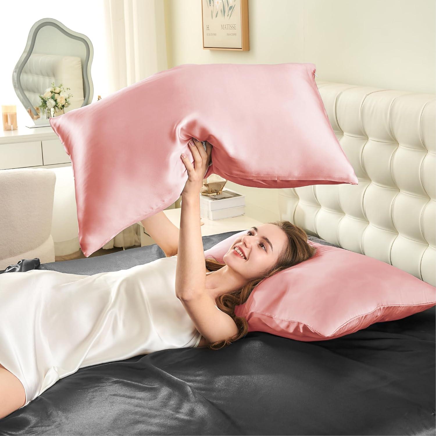 INFIIXSO Silk Pillow Cases 2 Pack Standard Size, Ultra Smooth & Soft Mulberry Silk Pillow Case for Hair and Skin, Breathable Cooling Silk Pillowcase with Hidden Zipper (Blush Pink, 20x26 Inches) - Image 8