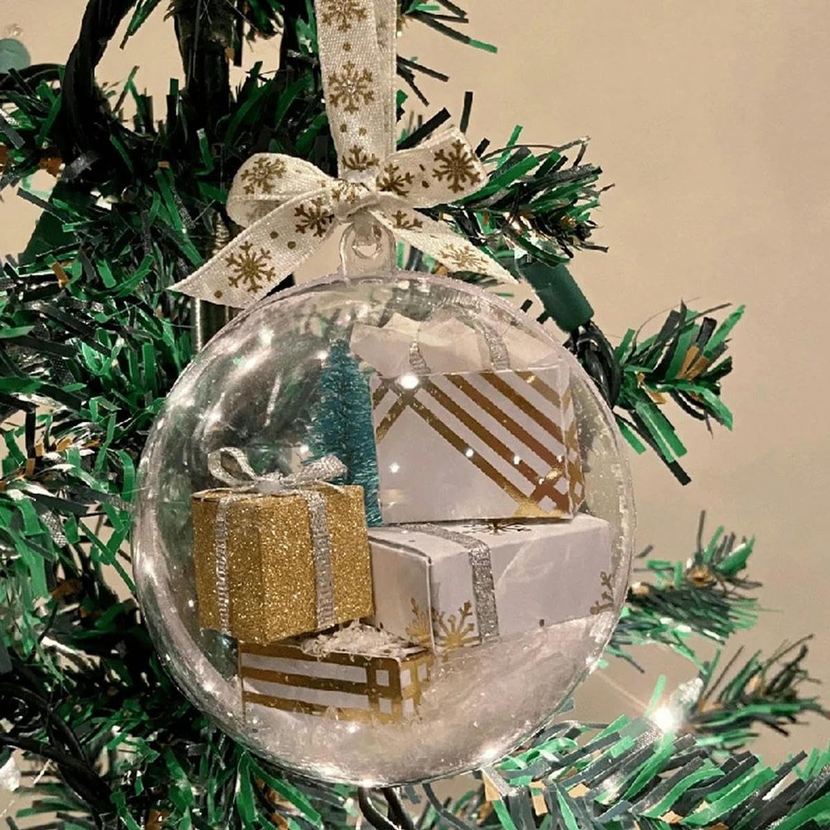 Bola de Adornos rellenables Transparentes de Navidad, Bola Redonda Transparente para Manualidades, Tema Decorativo del Festival para decoración del árbol de Navidad-20PCS-10CM