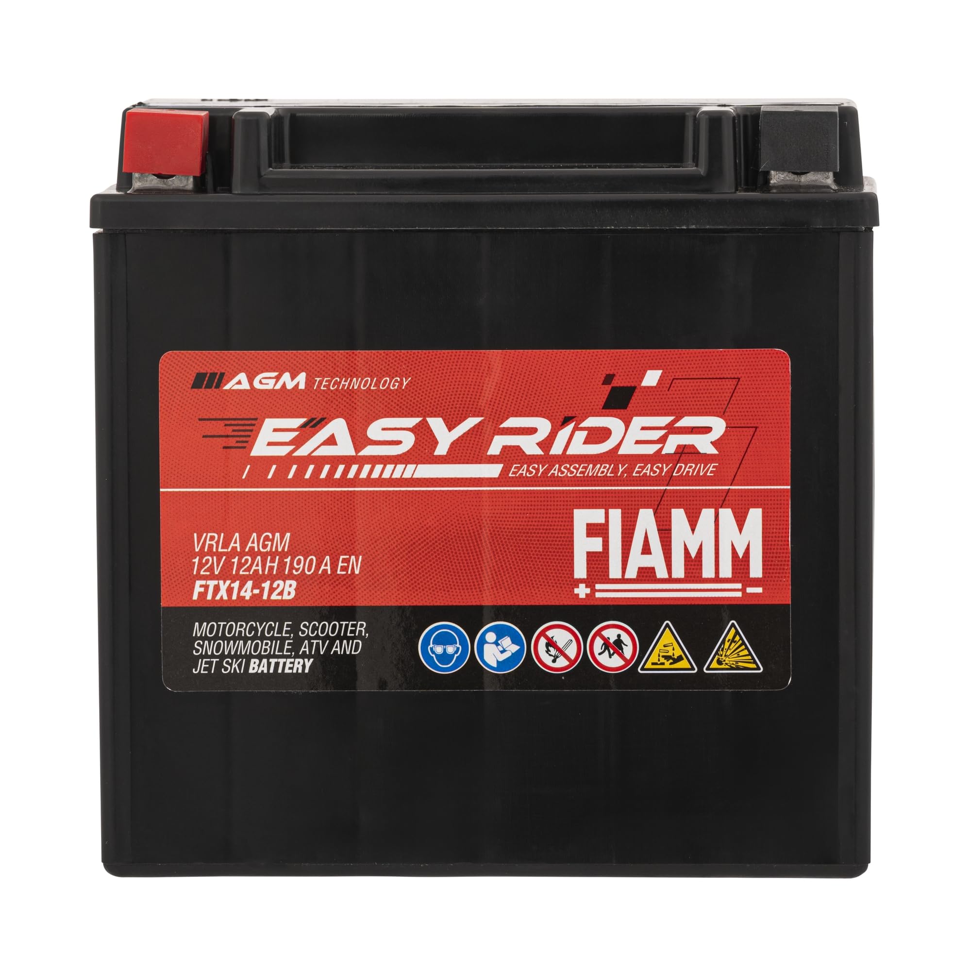 Fiamm Batteria per Moto e Scooter FTX14-12B 12AH 190A, Batteria Easy Rider AGM Technology, Massima Potenza di Avvio,Senza Manutenzione, Già Carica, Pronta all'Uso, Adatta a Scooter e Moto | AGM Technology, Massima Potenza di Avvio,Senza Manutenzione, Già