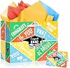 Yomaiha Yellow Blue Orange Graduation Gift Bag Class of 2025 Graduation Wrapping Paper Congrats Grad Party Favors Bag with Tissue Paper and Greeting Card for Senior Junior College Grad Party Supplies