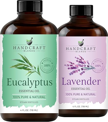 Handcraft Blends Set de aire relajante: aceites esenciales de lavanda y eucalipto (2 x 4 fl oz), 100% puros y naturales, para difusores,