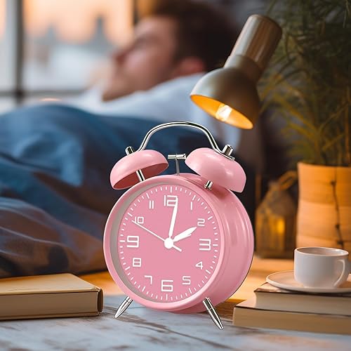 Miniatura 6 de pxy - Reloj despertador con alarma fuerte para personas que duermen mucho con esfera 3D, funciona con pilas (pilas incluidas), reloj analógico súper