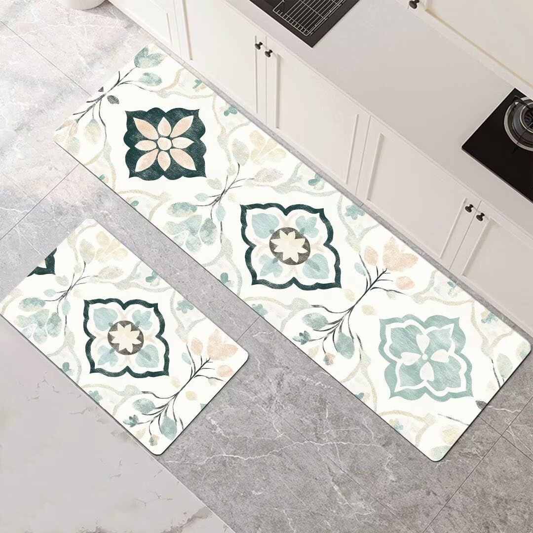 Alfombras de cocina de 2 piezas vintage lavables de 60x90cm y 60x180cm