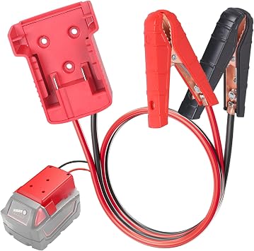 Jumper Cable Clamp with Adapter,Compatible Mil .waukee M-18 18V Battery Jumper Starter,Automotive Booster Cables 8AWG 2FT Silicone Wire,Temperature Resistant 200F,For Power Tool Booster Accessories