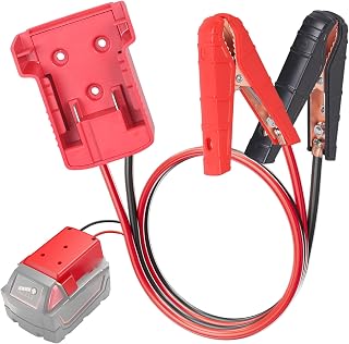 Jumper Cable Clamp with Adapter,Compatible Mil.waukee M18 18V Battery Jumper Starter,Automotive Booster Cables 8AWG 2FT Silicone Wire,Temperature Resistant 200℉,For Power Tool Booster Accessories