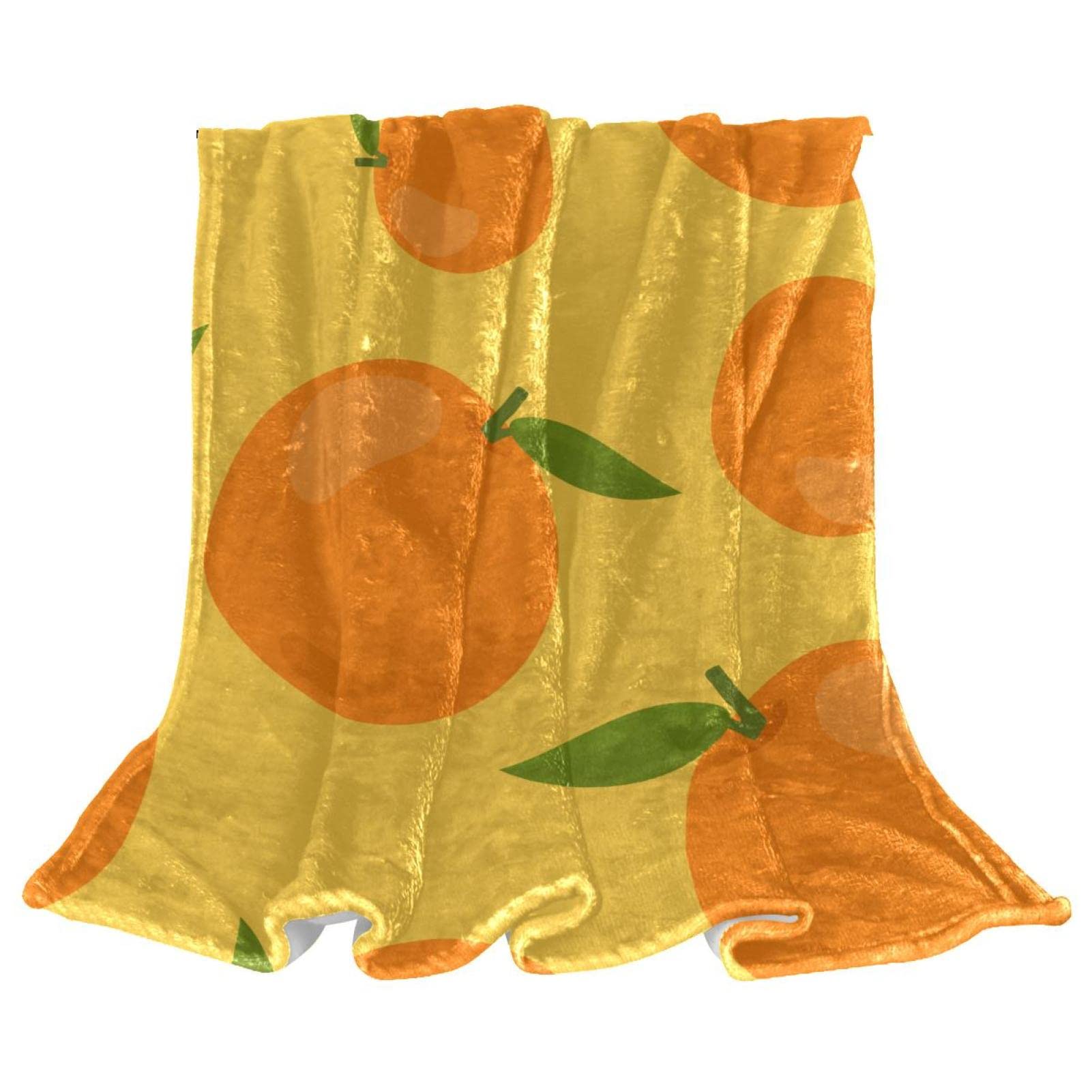 Couverture polaire décorative orange motif fruit dessin animé pour chambre