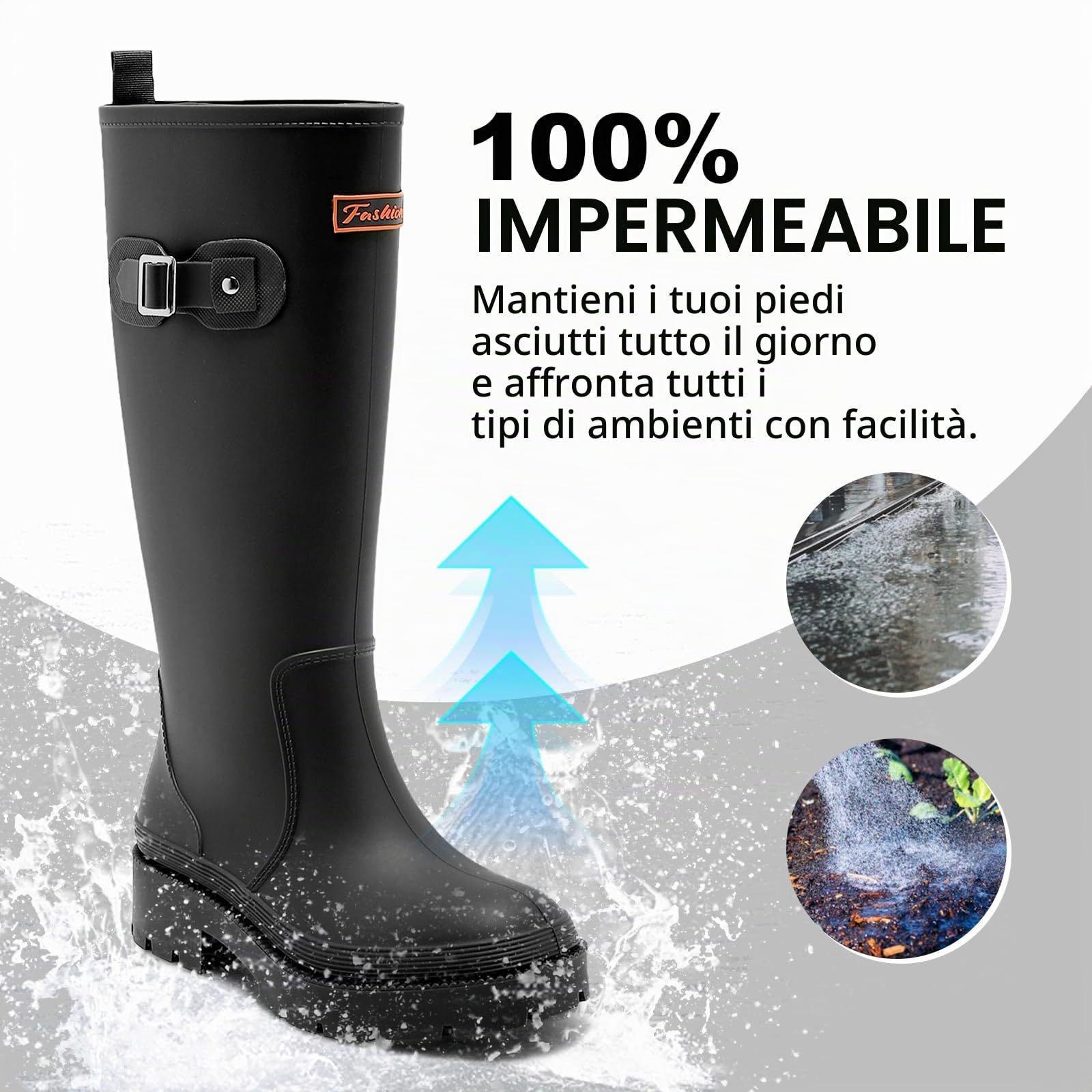 Stivali Gomma Pioggia Donna, Impermeabile Alti Boots, Leggero Galosce Per Esterni Stivaletti Da Pesca