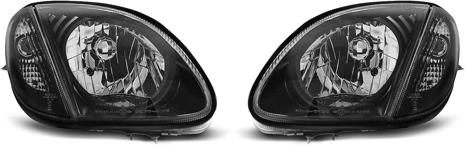 Headlights compatible with Mercedes-Benz R170 Slk 1996 1997 1998 1999 2000 2001 2002 2003 2004 GV-1385 Front Lights Car Lamps Headlamp Headlamps Driver And Passenger Side Complete Set Headlight Black