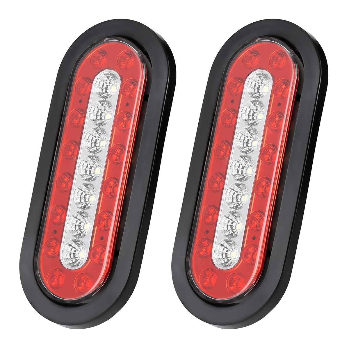 RUNBAITOO 6 Inch Oval 23LED Red White LED Trailer Tail Lights - Stop Turn Tail