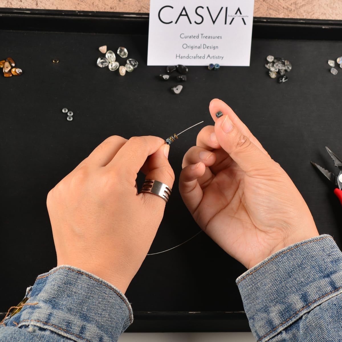 Indigo Gleam Men's Bracelet | Blue Emperor Stone Beads | Adjustable Stainless Steel Dual-Clasp | Fits 6.89-8.8 Inches | Ideal for Daily Wear & as a Gift for Men