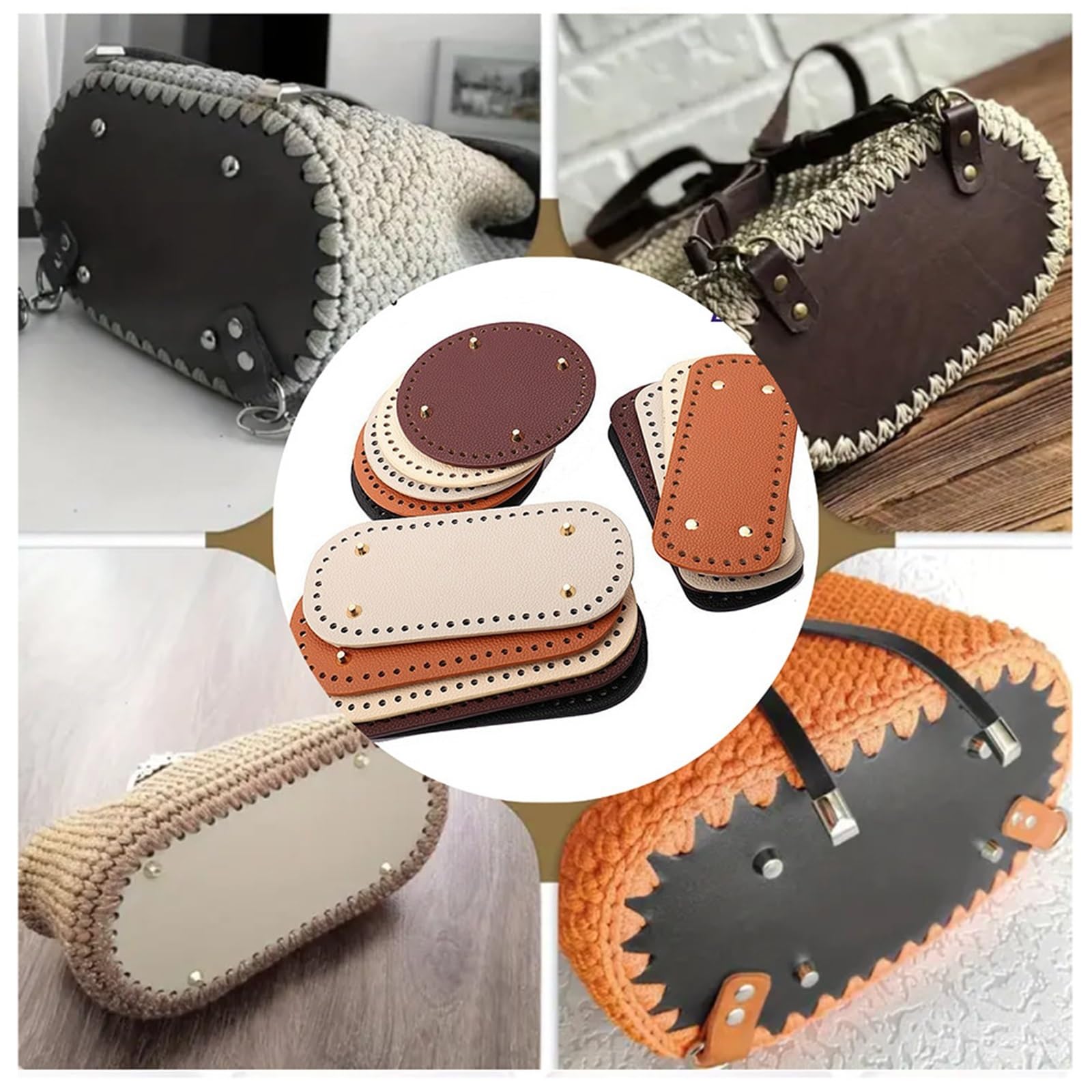 10 Stück gehäkelte PU-Grundplatte FüR GehäKelte Taschen