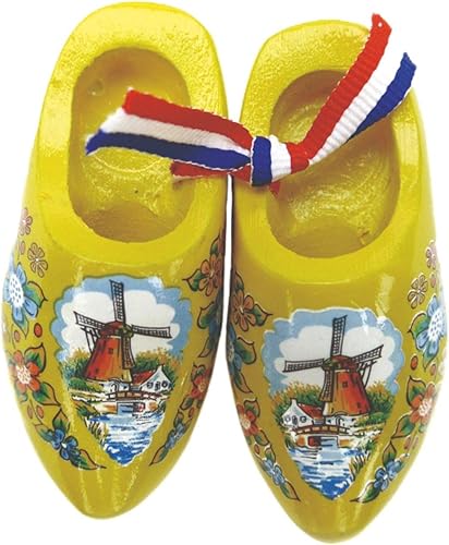 Zapatos de madera de los Países Bajos, imán amarillo (2.5 pulgadas)