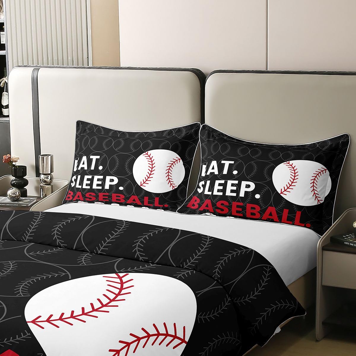 Homewish Dzieci Baseball Gry Softball Motyw Pościel Pojedyncza Czarna Szara Bawełniana Poszwa Na Kołdrę Zestaw Sport Gry Wzór Kołdra Poszwa Mężczyźni Nastolatki Ciepłe Miękkie Zestawy Pościeli