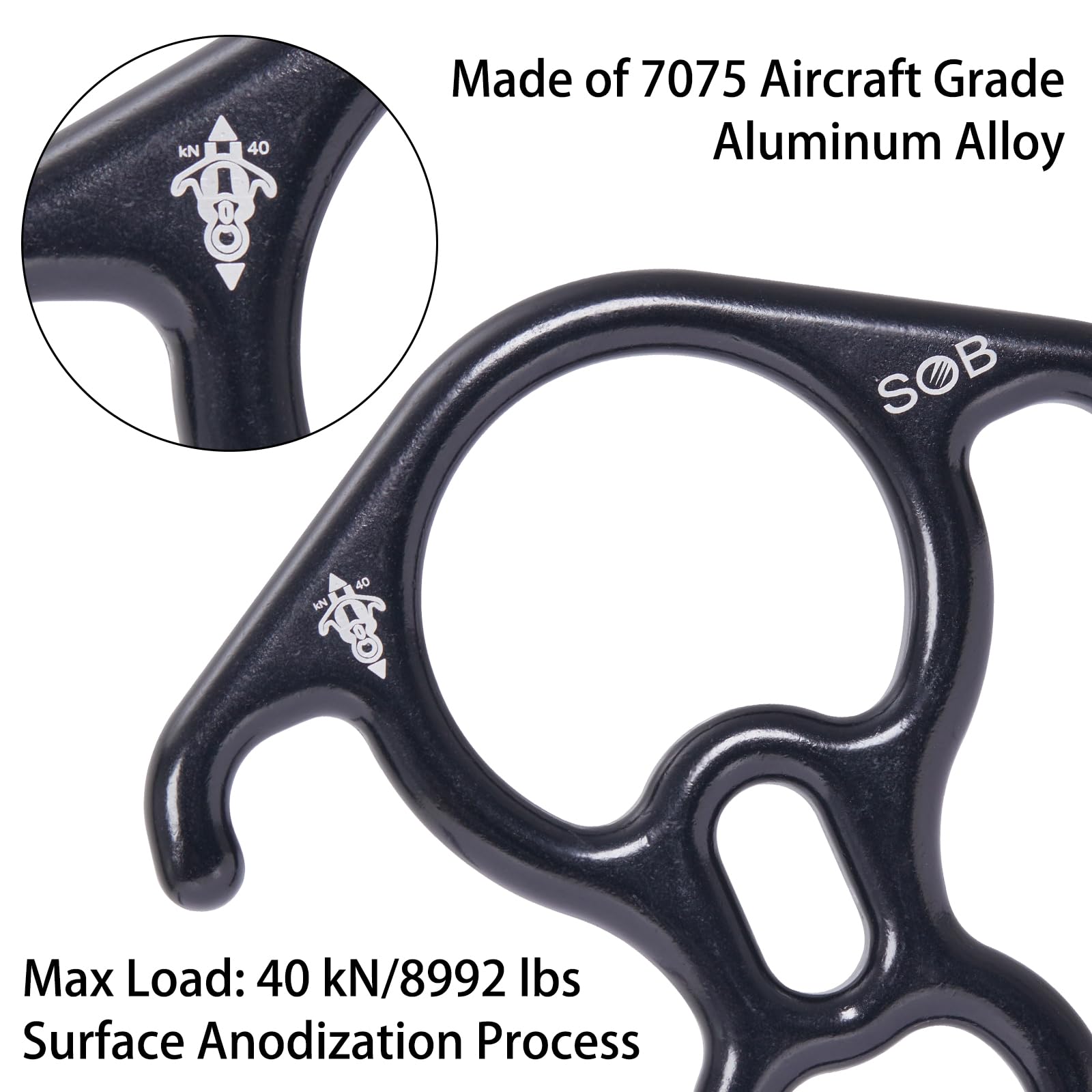 SOB Abseilachter 40KN Abseilgerät Klettern 8 Descender, Kletterausrüstung Sicherungsgerät für Erholung im Freien, Abseilen，Klettern, Hängematte