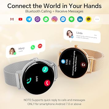 Yoever Smart Watches for Women, 1.57 HD 43mm Fitness Tracker Answer/Make Call, Heart Rate/Sleep/SpO2, Round Smart Watch for iPhone/Samsung/Android, IP68 Waterproof, 110+ Sport Mode - Gold