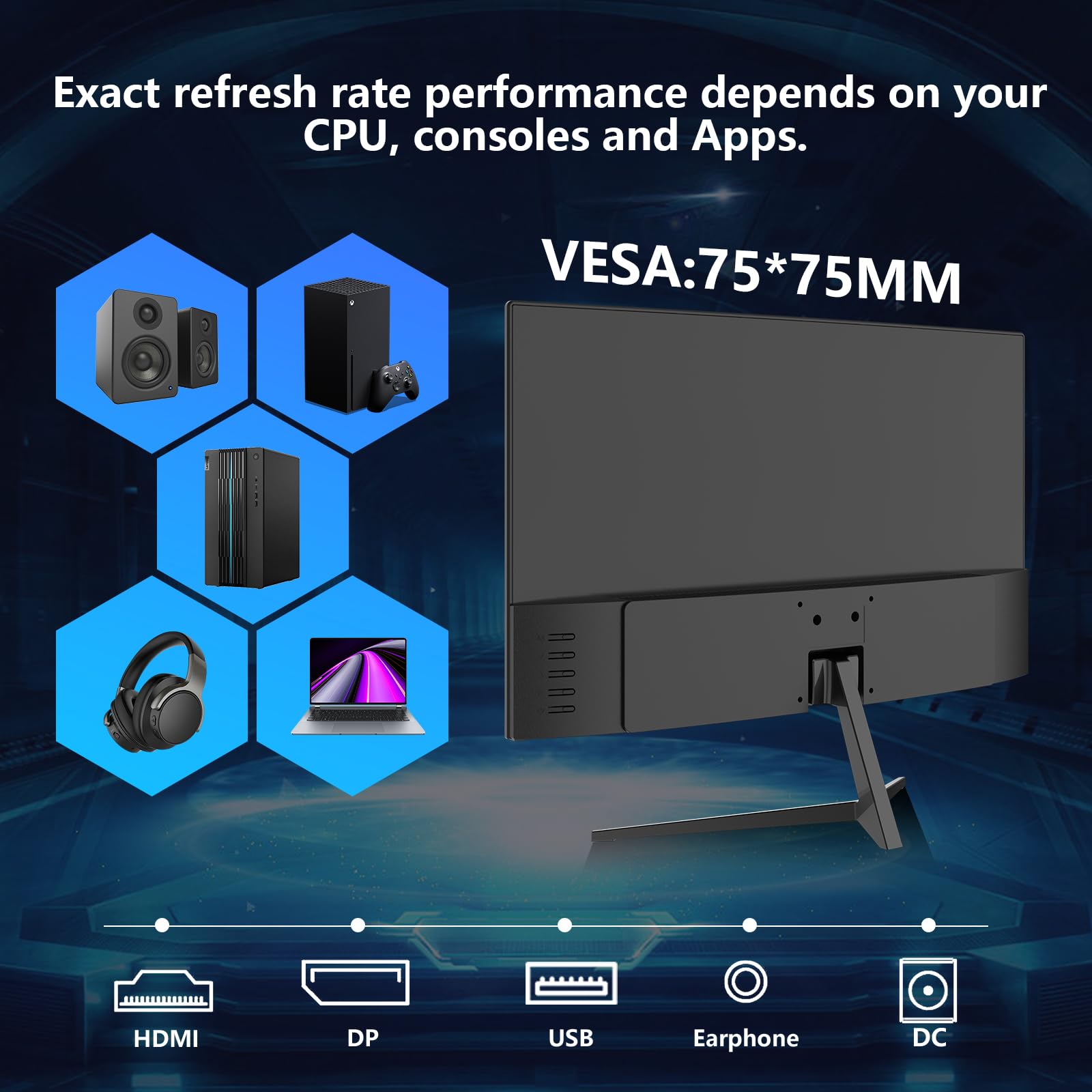 Great voell Ecran PC Gamer Incurvé 24 Pouces, 180 Hz, HDR10 (Full HD 1080P, 1920 x 1080), AMD FreeSync, Montage VESA, Couleur Noir